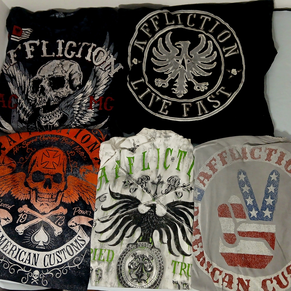 Affliction Graphic T-Shirts Set Of 5 Larges